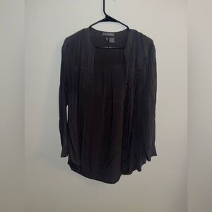 Women's Dark Grayish Purple Button-Up Blouse
